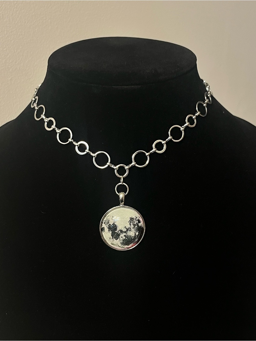 Hand Crafted Silver Moon Pendant Necklace (Glows In Dark) - Picture 3 of 6